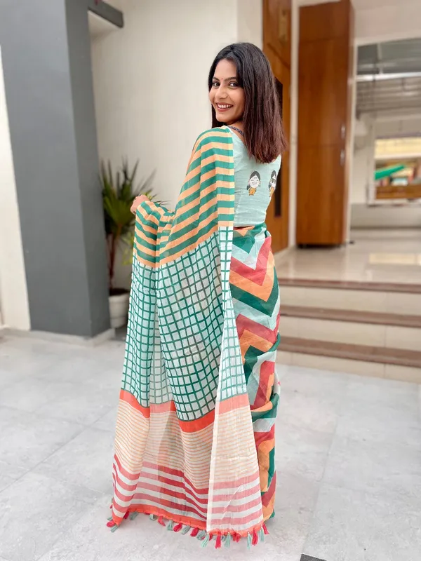 Multicolor_Printed_Bollywood_Linen_Saree_(Multicolor)